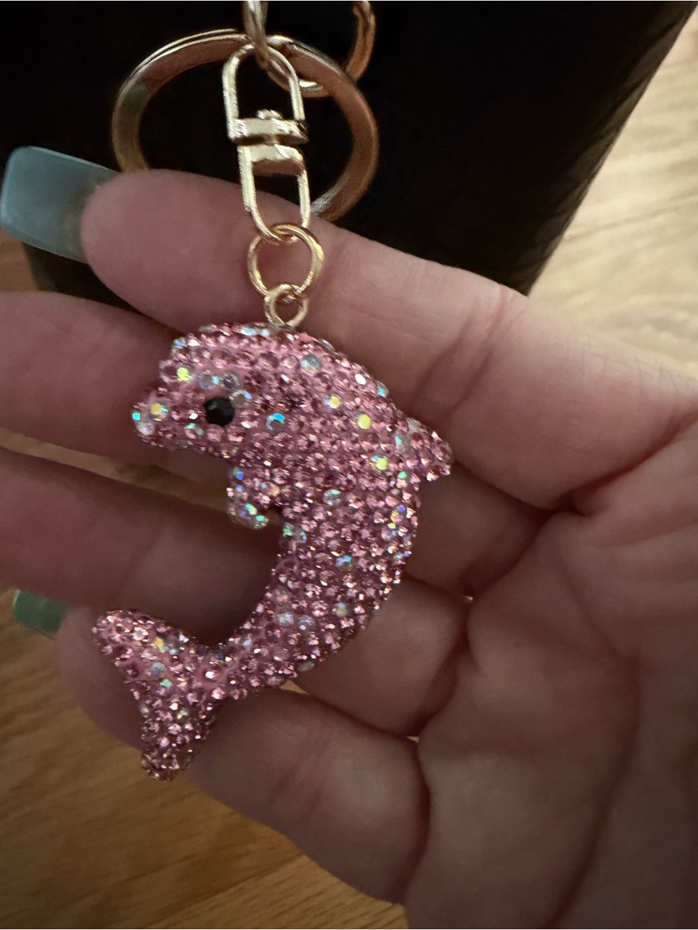 Pink Dolphin Keychain Charm - Sparkling  bag charm
